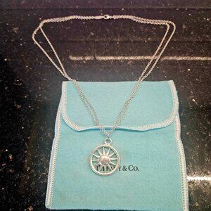 Tiffany 925 silver sunburst pendant with chain
